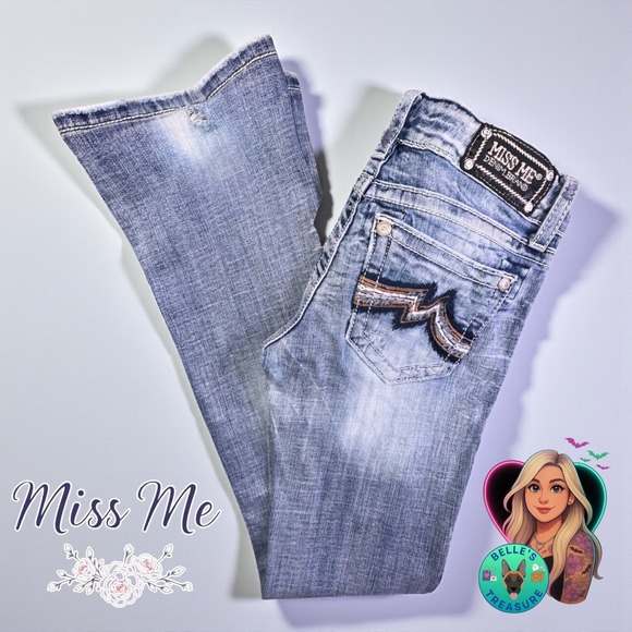 Miss Me Denim - Miss Me Jeans Womens 27 Bootcut Embellished Pocket Medium Wash Flare Bell Bottom